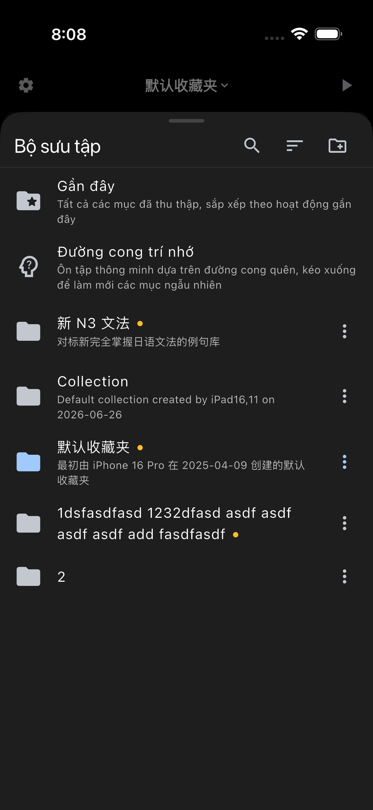 Chấm nhắc luyện trong danh sách bộ sưu tập